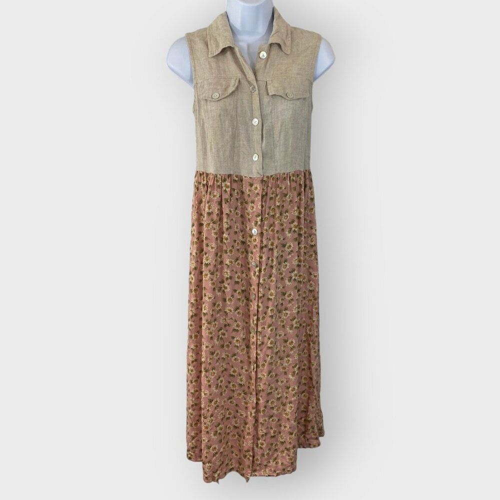 Byer Too Womens Midi Shirt Dress | 5 | Sunflowers | Cottage Peasant Y2K